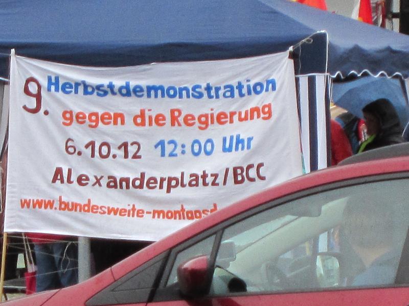 Bundesweite Montagsdemo, 9. Herbstdemonstration gegen die Regierung, 6. Oktober 2012